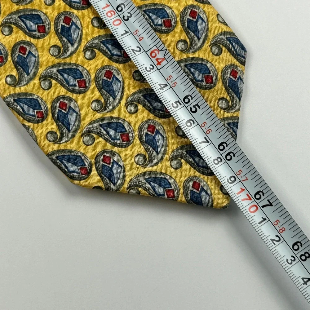 Vintage‎ Robert Talbott Studio Nordstrom XL Yellow Paisley Silk Tie USA